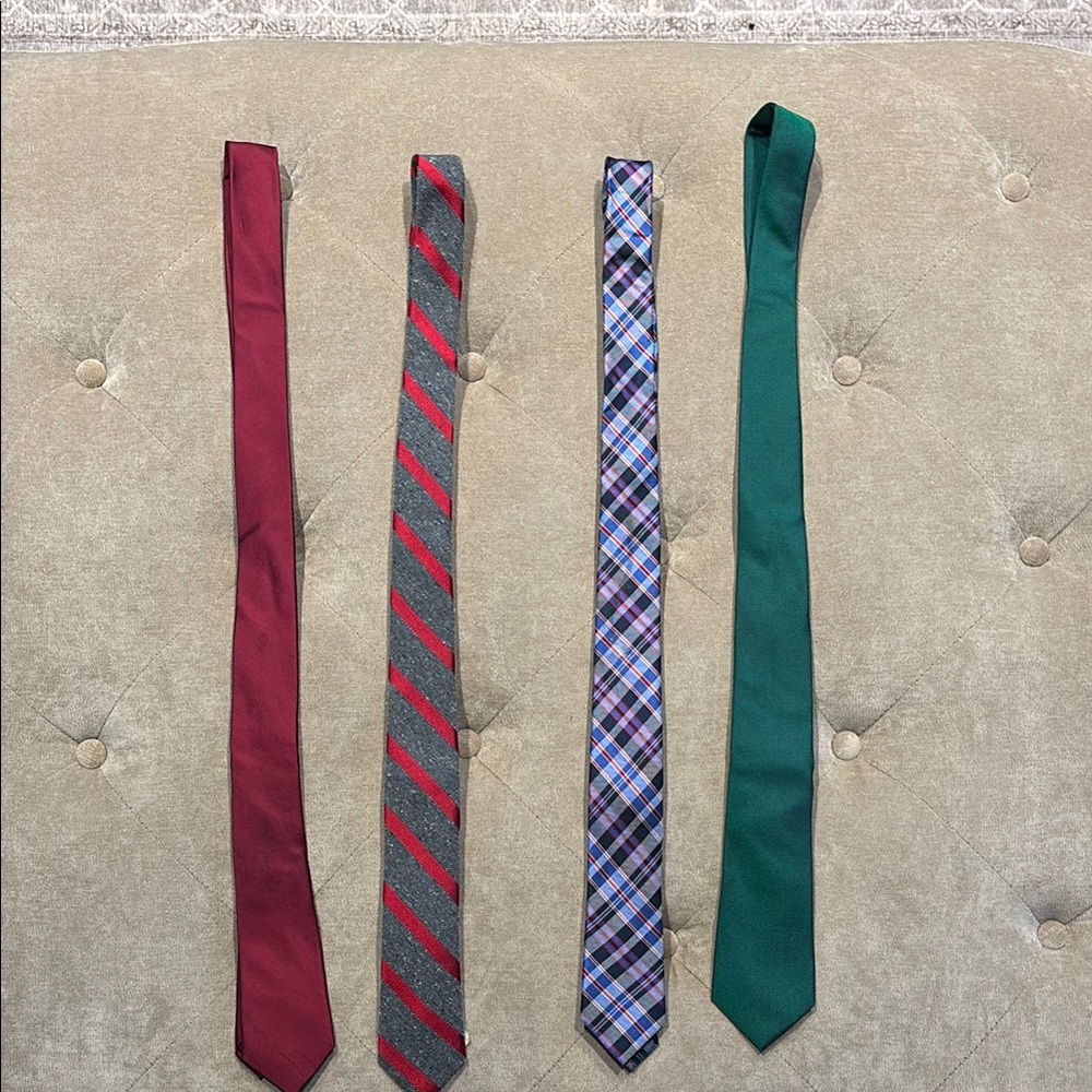 Elegant Boys Tie Set - Red, Gray, Blue, Green